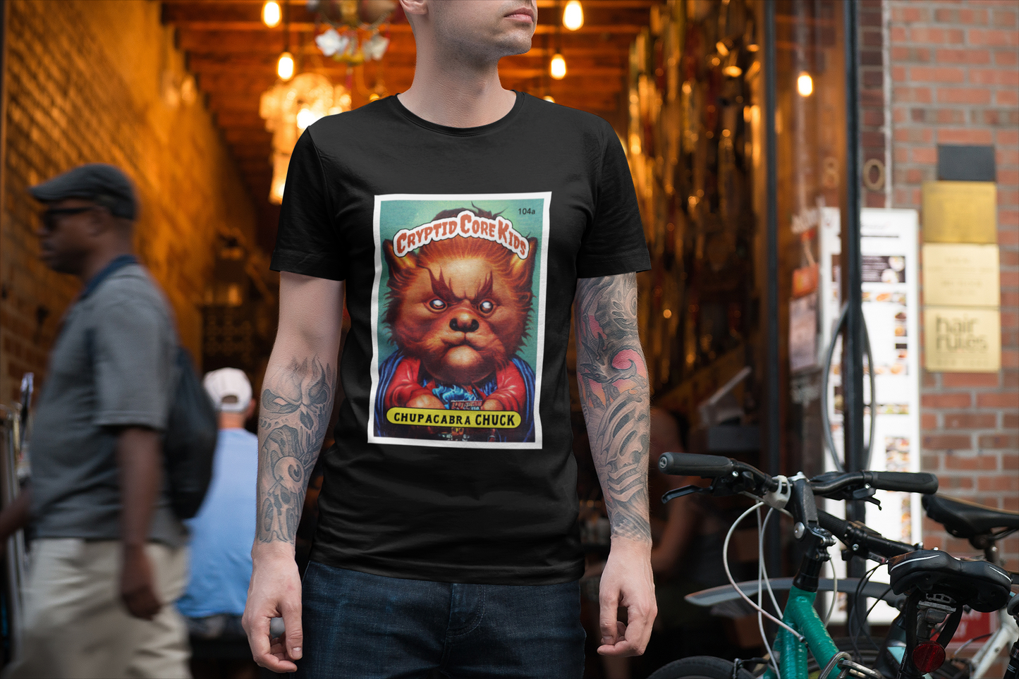 Chupacabra Chuck Trading Card T-Shirt | Chupacabra Teeshirt | Cryptid Core Kids Tee Shirt | Cryptidcore Gift Cryptozoology | GPK Parody Garb
