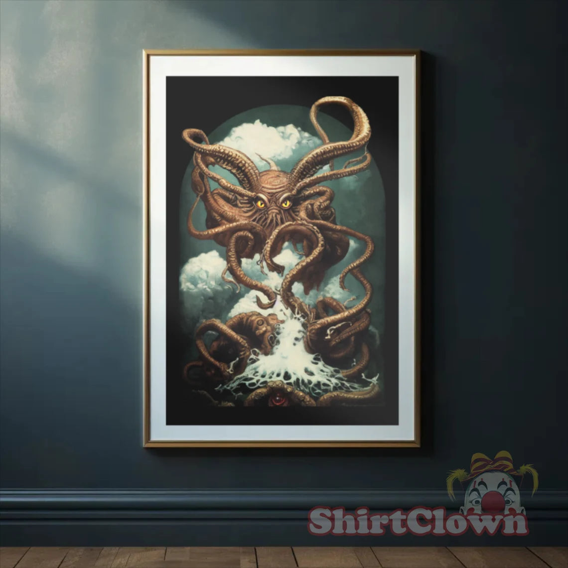 Cthulhu Rises From the Deep Art Print | HP Lovecraft Poster | Cult Monster Wall Art | Horror Gift
