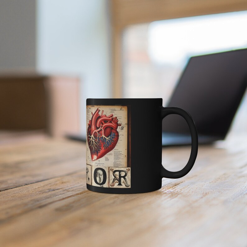 Eye Heart Horror Coffee Mug - I love horror coffee cup - anatomy coffee mug