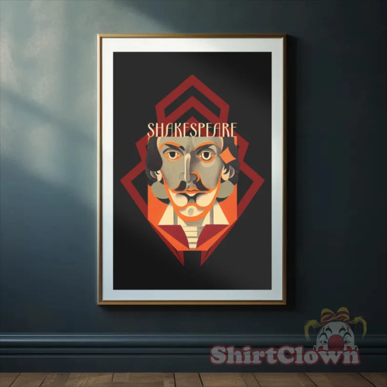 William Shakespeare Art Deco Art Print gift poet artwork design decor author writer gift for author gift for writer gift for reader