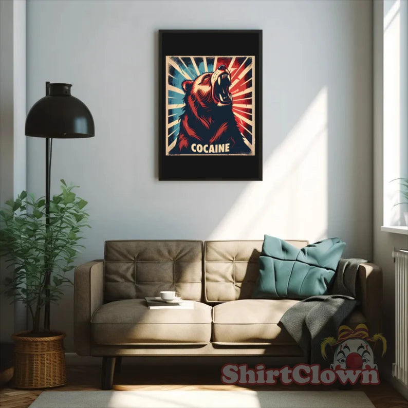 Cocaine Bear Art Print | Funny Meme | Drug Humor | Poster | Gift | Artwork | Decor | Wall Art
