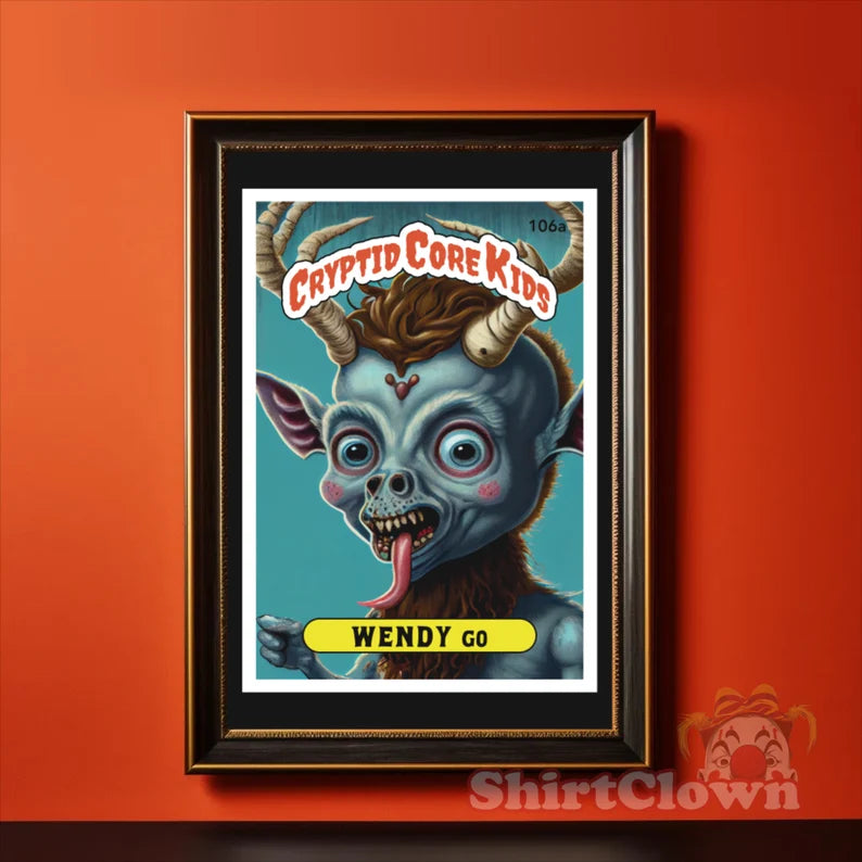Wendigo Trading Card Art Print Wendy Go Cryptid Core Kids |Cryptidcore Cryptozoology GPK Parody Poster Gift Artwork Decor Wall Art
