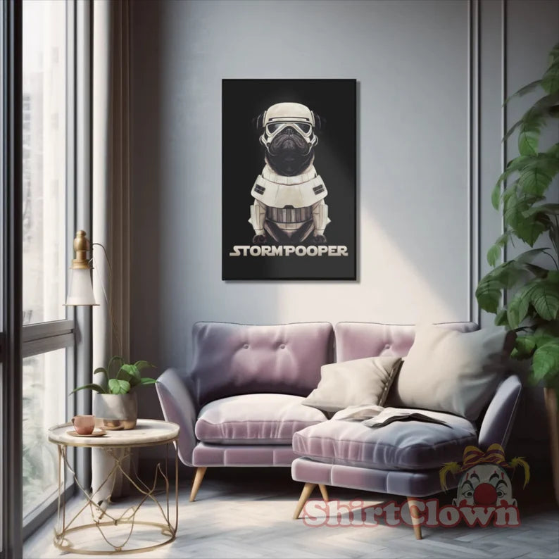 Storm Pooper Art Print | Pug Stormtrooper Parody Poster | Wall Art | Gift