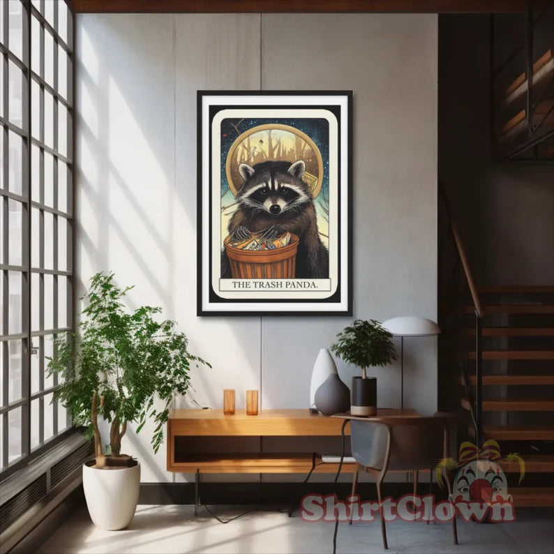 Trash Panda Tarot Card Art Print | Raccoon Poster | Tarot Card Wall Art | Trash Panda Gift