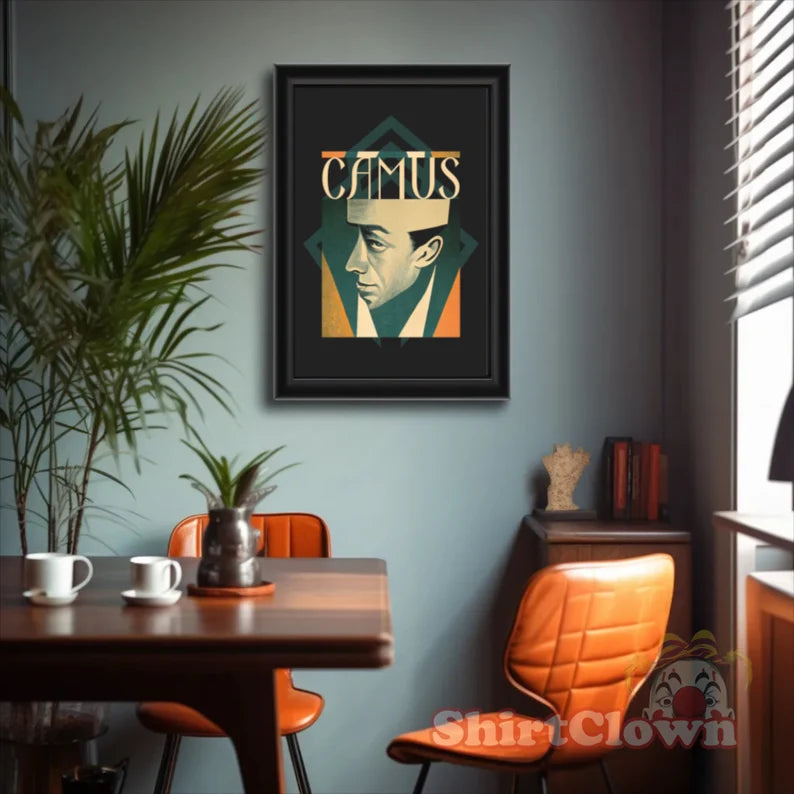 Albert Camus Art Deco Art Print gift poet artwork design decor author writer gift for author gift for writer gift for reader