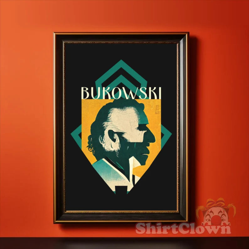 Charles Bukowski Art Deco Art Print gift poet artwork design decor author writer gift for author gift for writer gift for reader