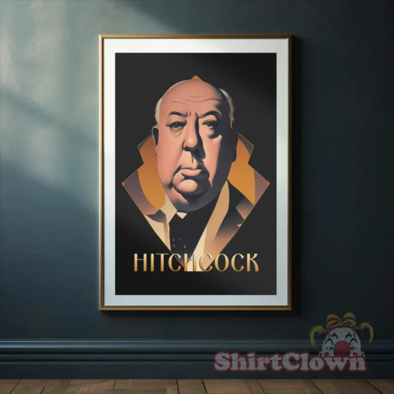 Alfred Hitchcock Art Deco Art Print gift director artwork design decor filmmaker gift film gift for film lover
