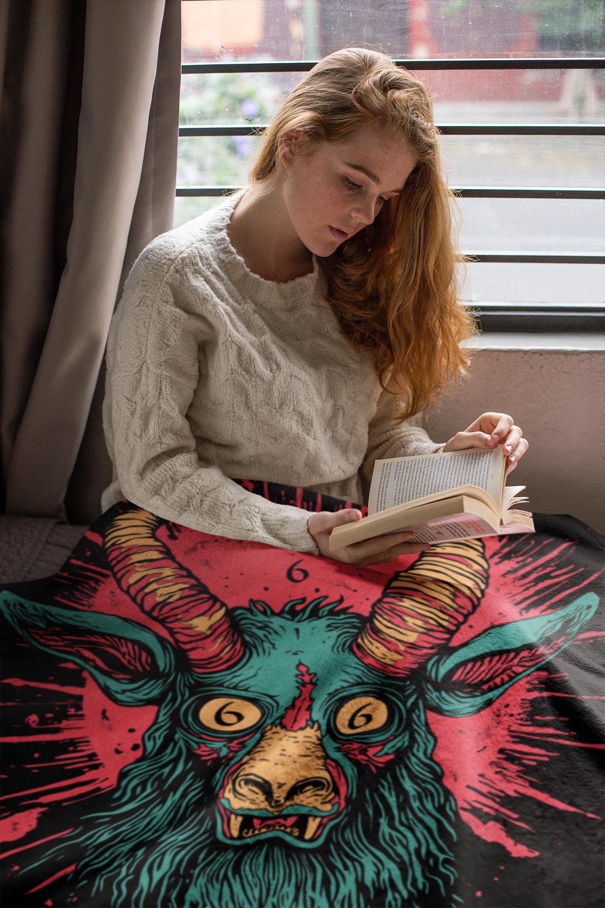 Baphomet Velveteen Plush Blanket | Satanic Throw Blanket | Devil Art | Satan Decor| Occult Style