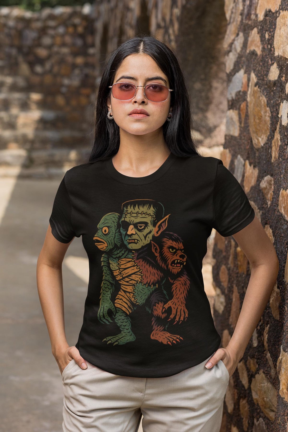 Monster Mash Up Tee Shirt | 3 Color Classic Monster t-shirt | Horror Style | Creature Dracula Mummy Frankenstein Wolfman Werewolf Vampire