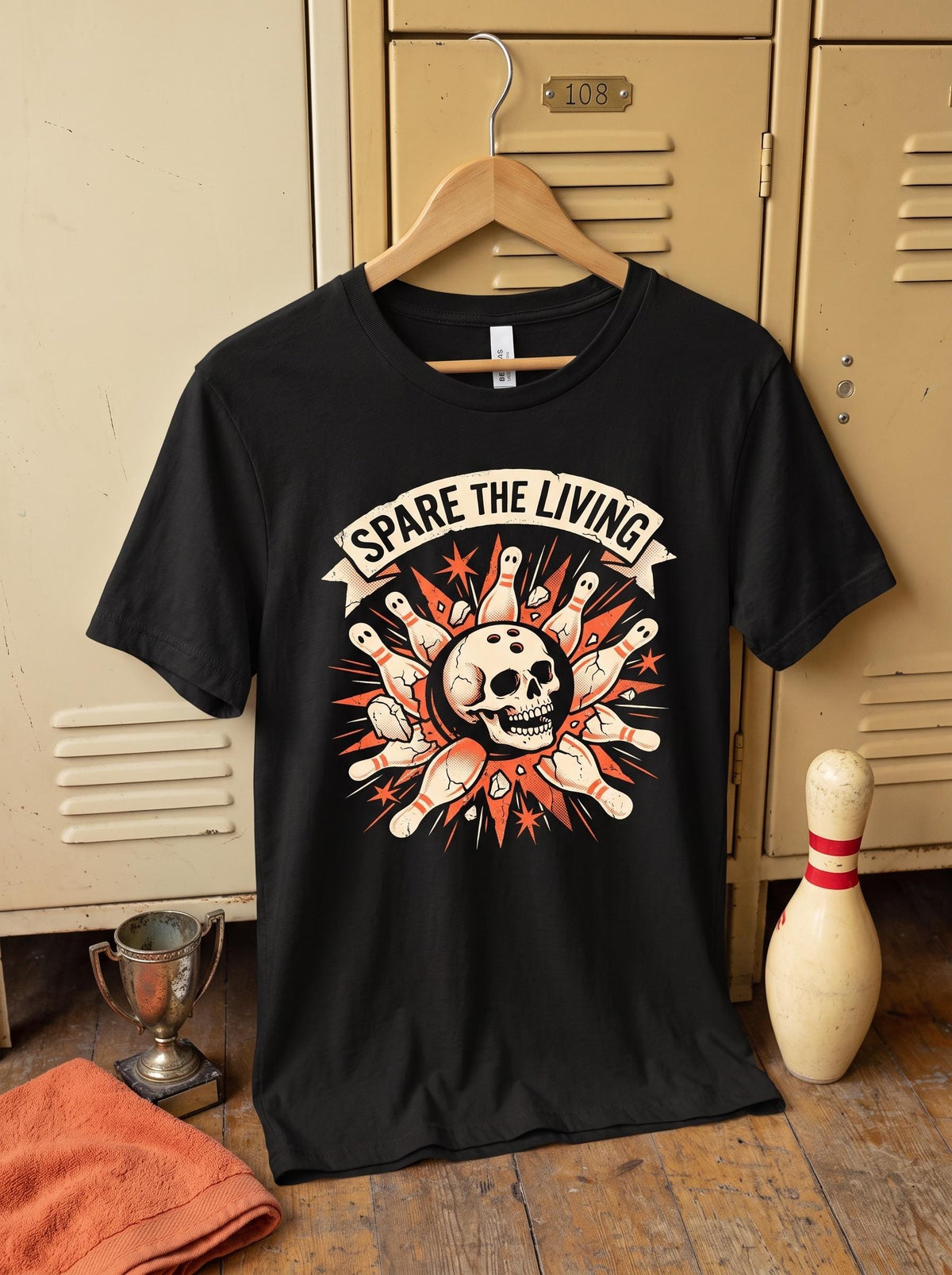 Bowling Shirt, Haunted Bowling League Tee, Skeleton Bowler T-Shirt, Retro Spooky Bowling Gift, Gothic Dark Humor Shirt