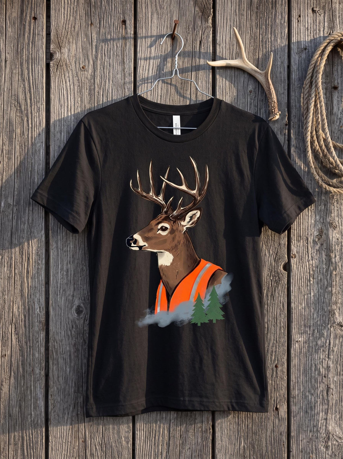 Blaze Orange Deer Shirt, Buck In Hunter Vest Tee, Dark Humor Outdoor T-Shirt, Deer Hunter Dad Gift, Funny Deer Hunting Shirt