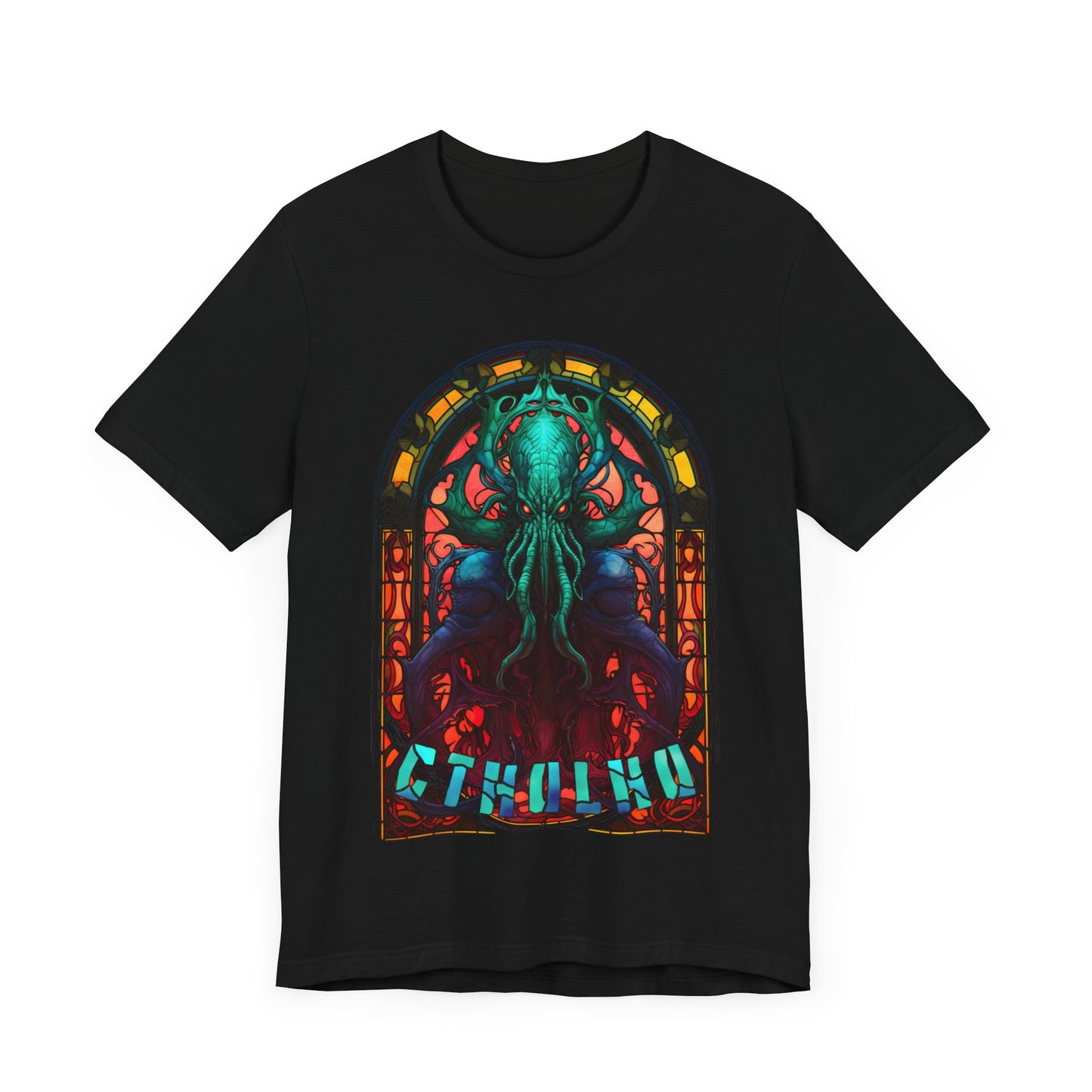 Cthulhu Stained Glass T-Shirt | HP Lovecraft Teeshirt | Cult Monster Tee | Horror Gift
