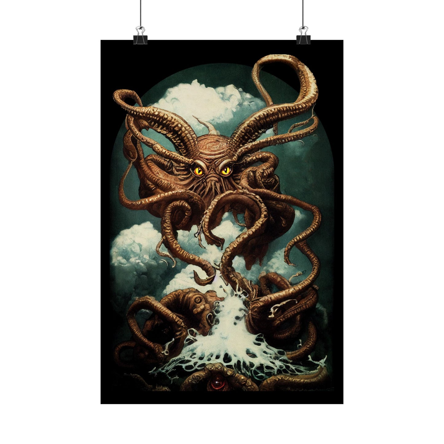 Cthulhu Rises From the Deep Art Print | HP Lovecraft Poster | Cult Monster Wall Art | Horror Gift