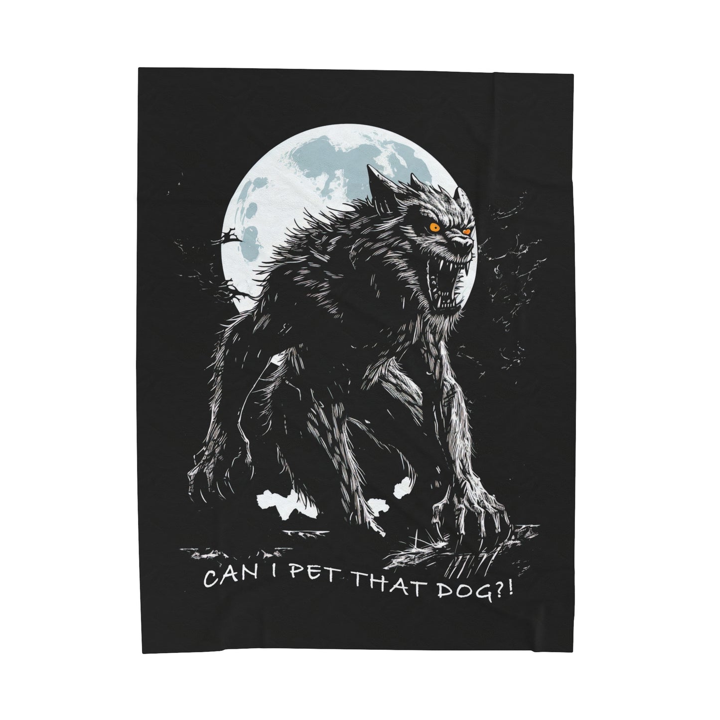 Can I Pet That Dog Werewolf Meme Velveteen Plush Blanket | Monster Blanket | Funny Wolfman Decor | Horror Wolfman | Cool Style