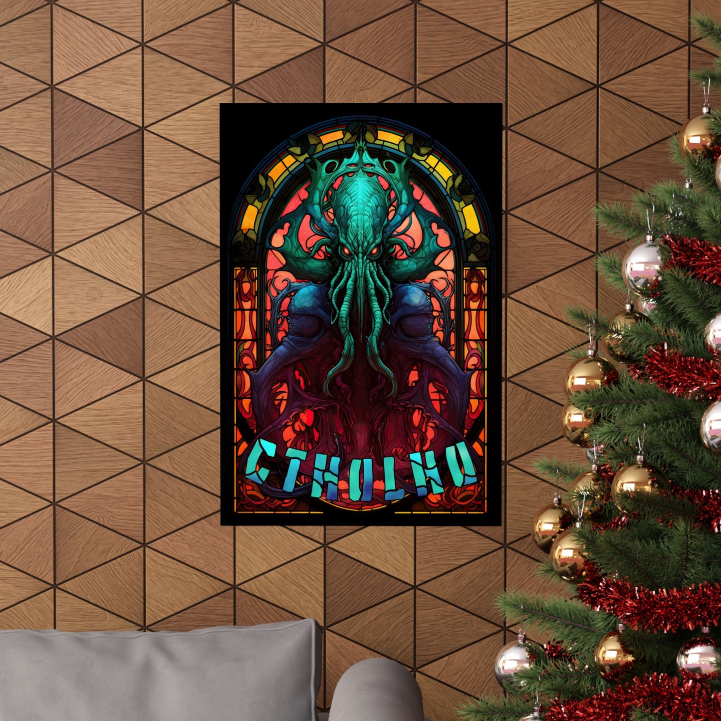 Cthulhu Stained Art Print | HP Lovecraft Artwork | Cult Monster Decor | Horror Gift
