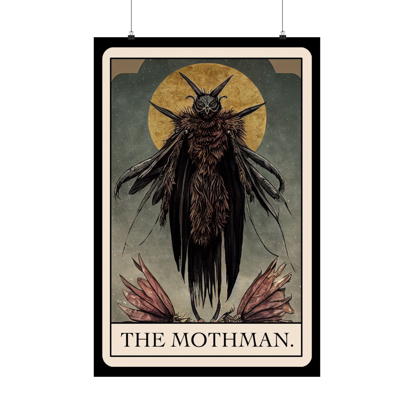 Mothman Stained Glass Art Print | Cryptid Artwork | Cult Monster Decor | Horror Gift | Cryptozoology | Cryptidcore