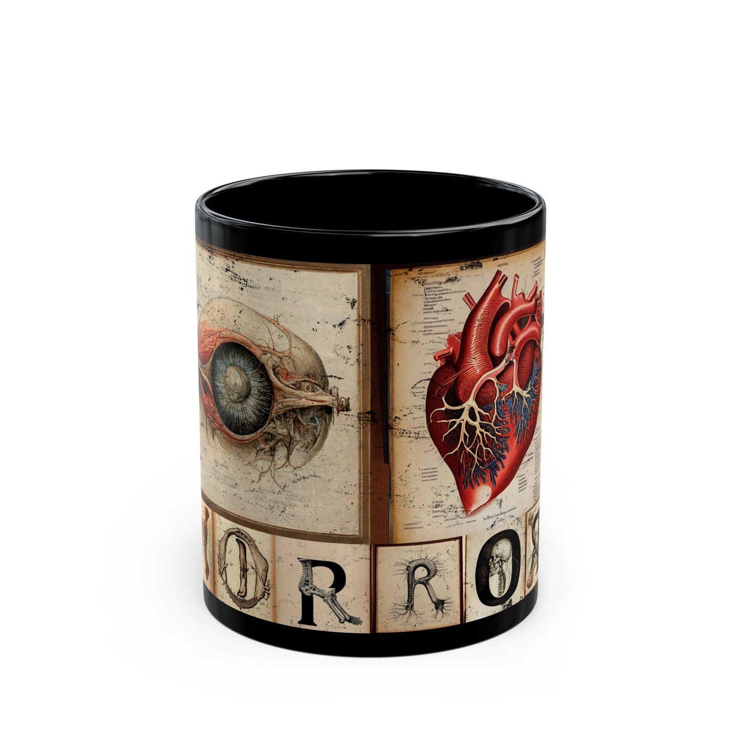 Eye Heart Horror Coffee Mug - I love horror coffee cup -  anatomy coffee mug