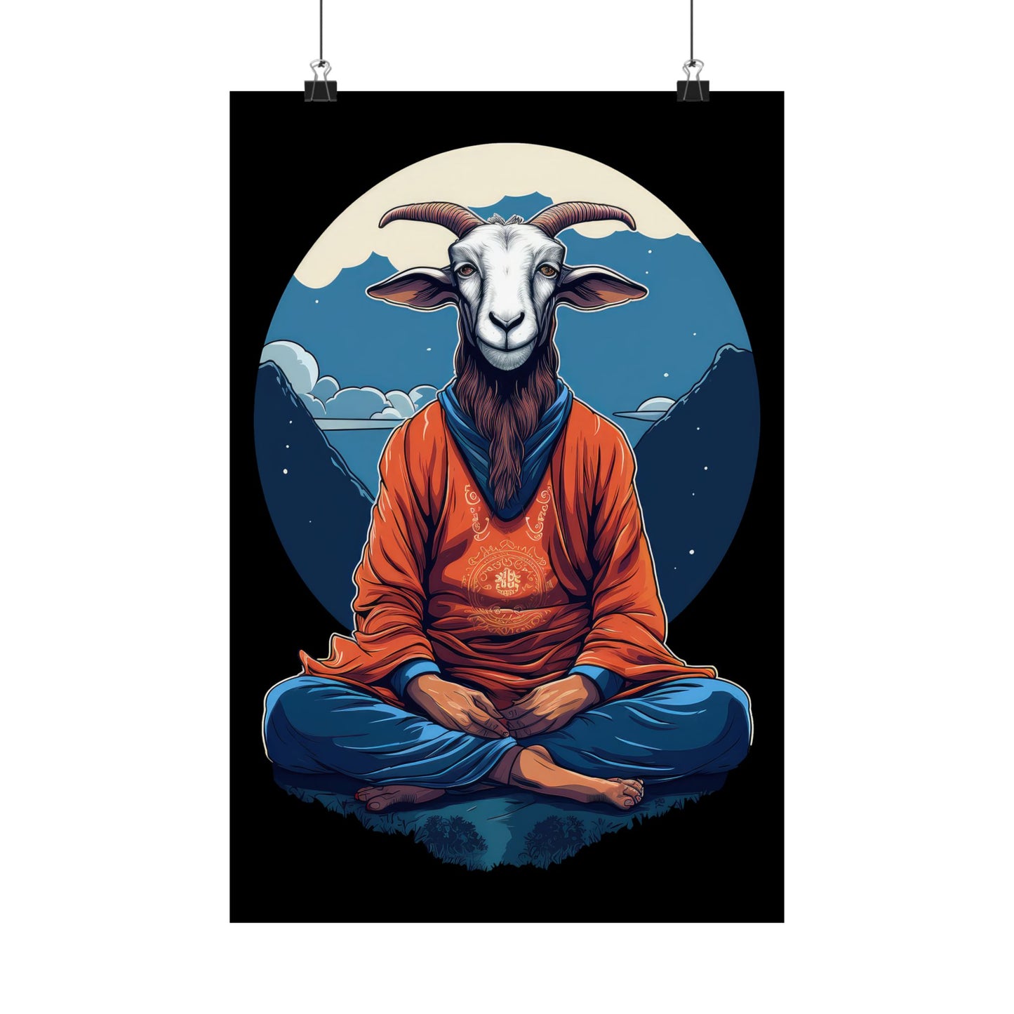 Meditating Goat Art Print | Goat Meditation Poster | Spiritual Yoga Wall Art |  hip style | enlightened decor