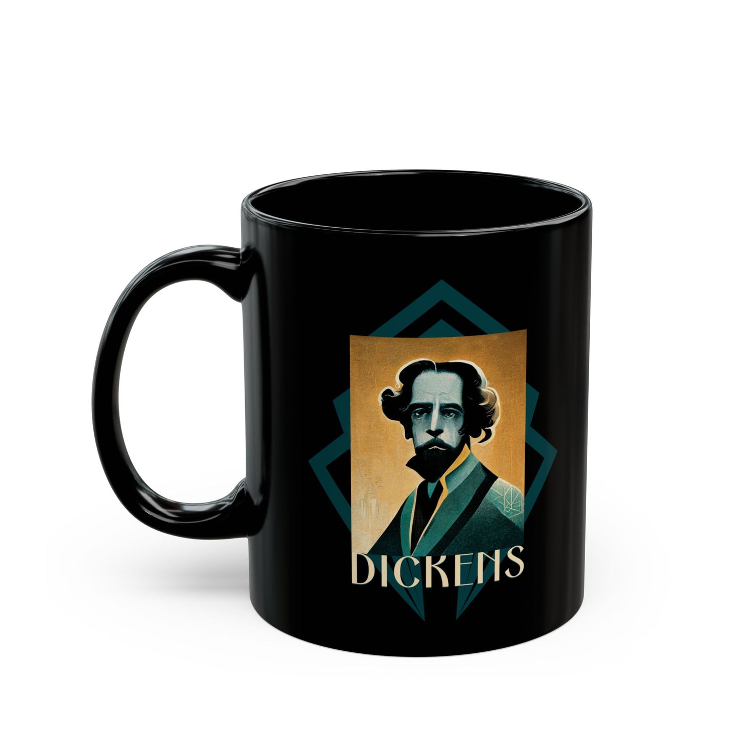 Charles Dickens art deco 11oz Black Mug coffee cup