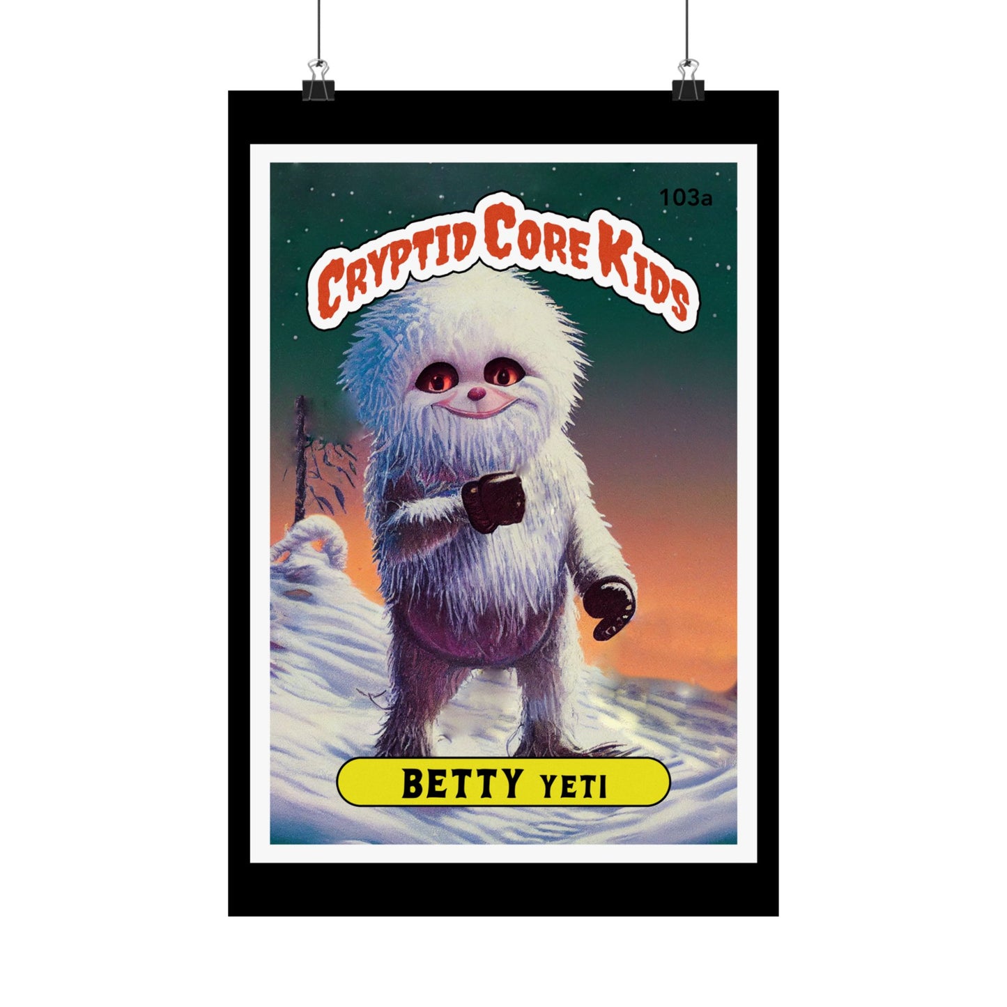 Betty Yeti Trading Card Art Print | Abominable Snowman Cryptid Core Kids Cryptozoology GPK Parody Garbage Pail Poster Gift |rtwork Wall Art