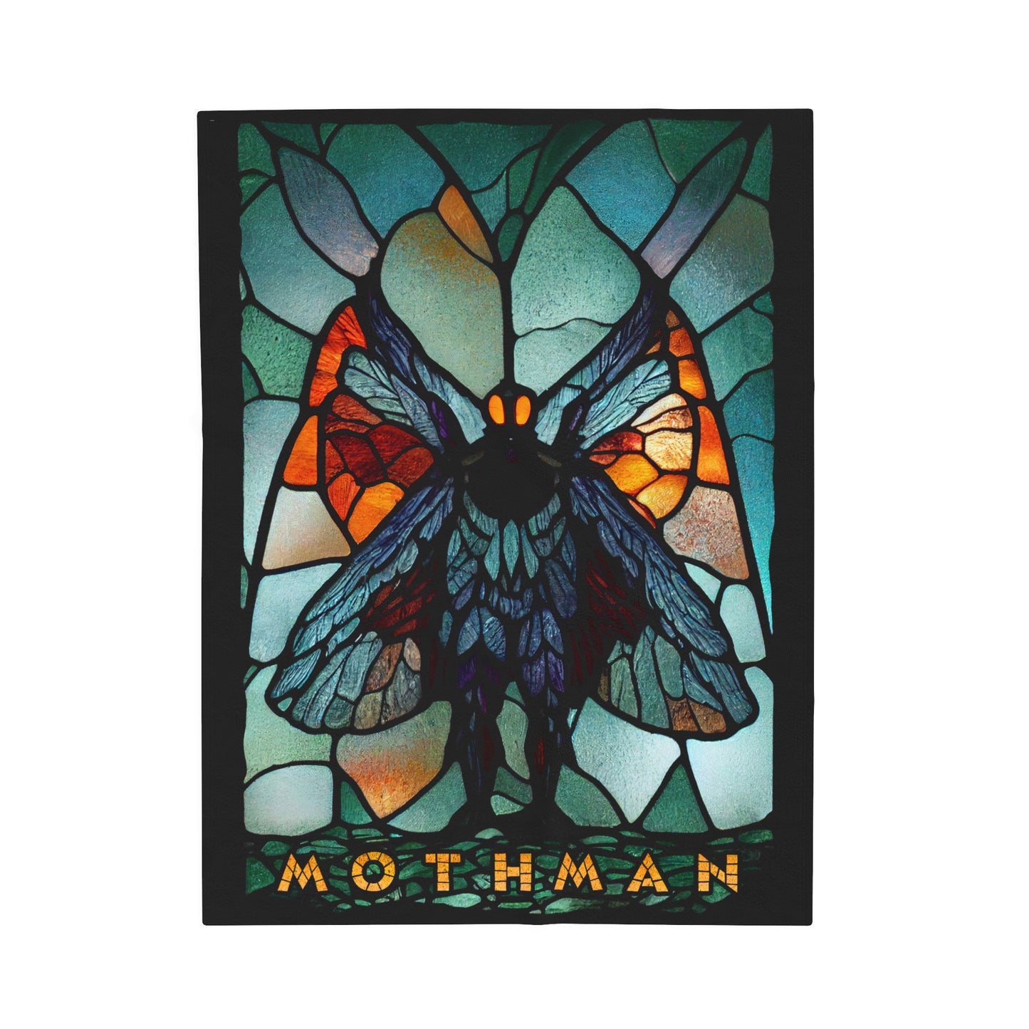 Mothman Stained Glass Velveteen Plush Blanket | Cryptid Throw Blanket | Cult Monster Decor | Horror Gift | Cryptozoology | Cryptidcore