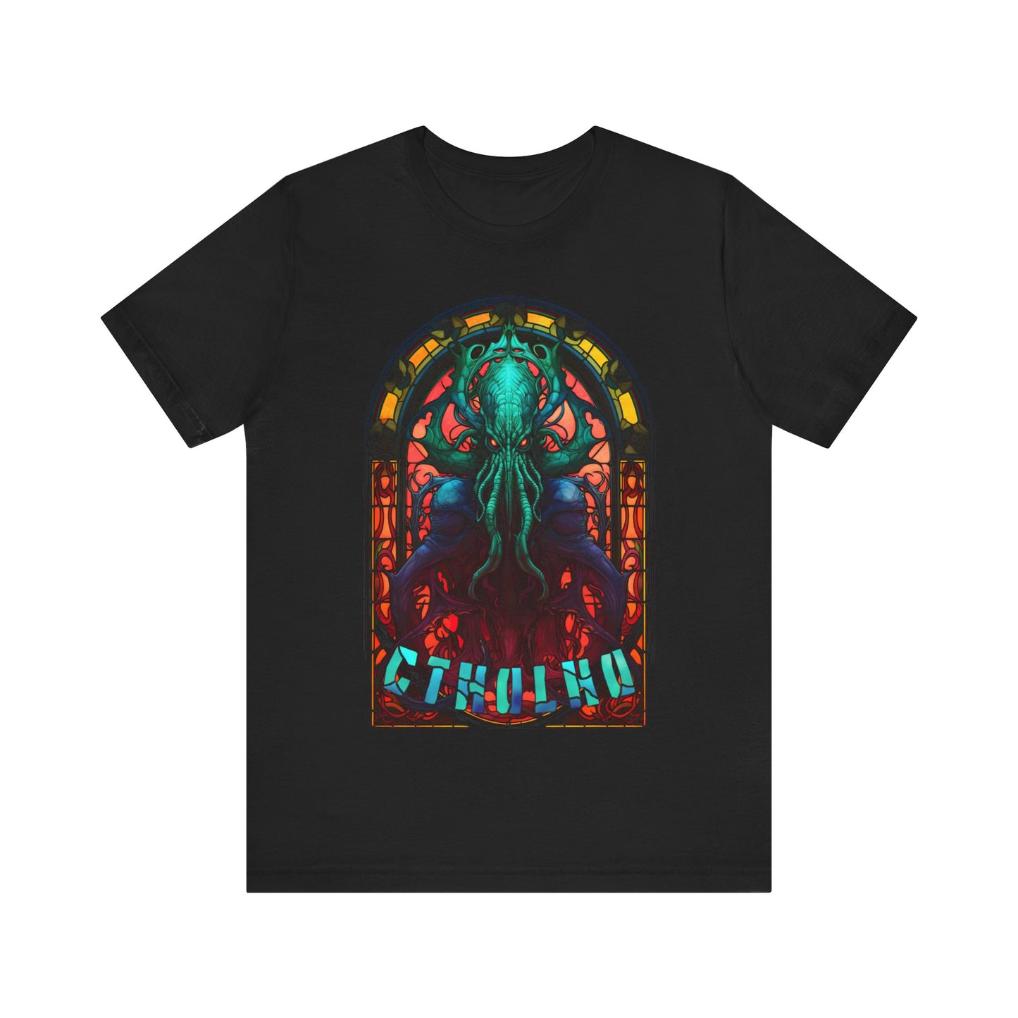 Cthulhu Stained Glass T-Shirt | HP Lovecraft Teeshirt | Cult Monster Tee | Horror Gift