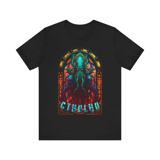 Cthulhu Stained Glass T-Shirt | HP Lovecraft Teeshirt | Cult Monster Tee | Horror Gift