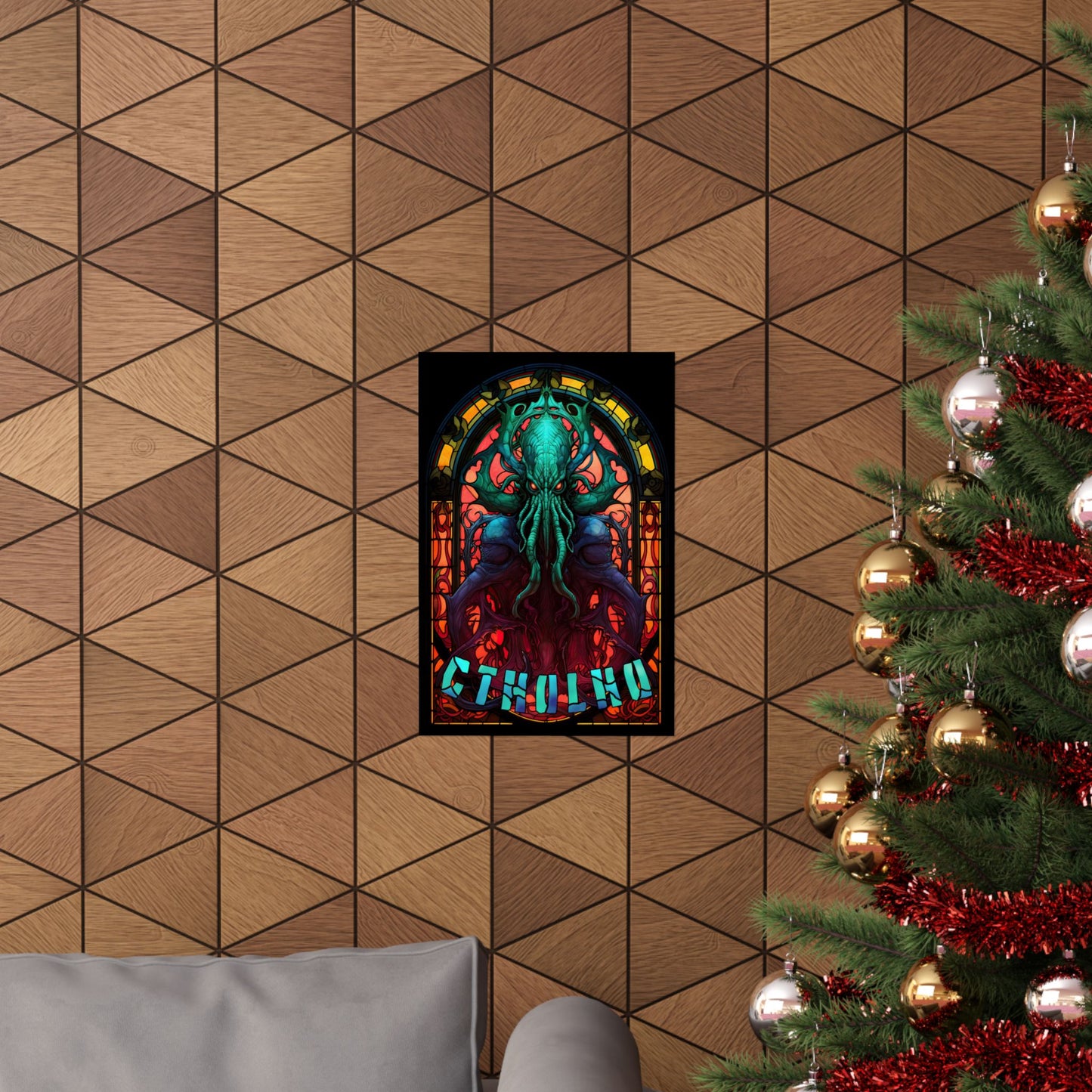 Cthulhu Stained Art Print | HP Lovecraft Artwork | Cult Monster Decor | Horror Gift