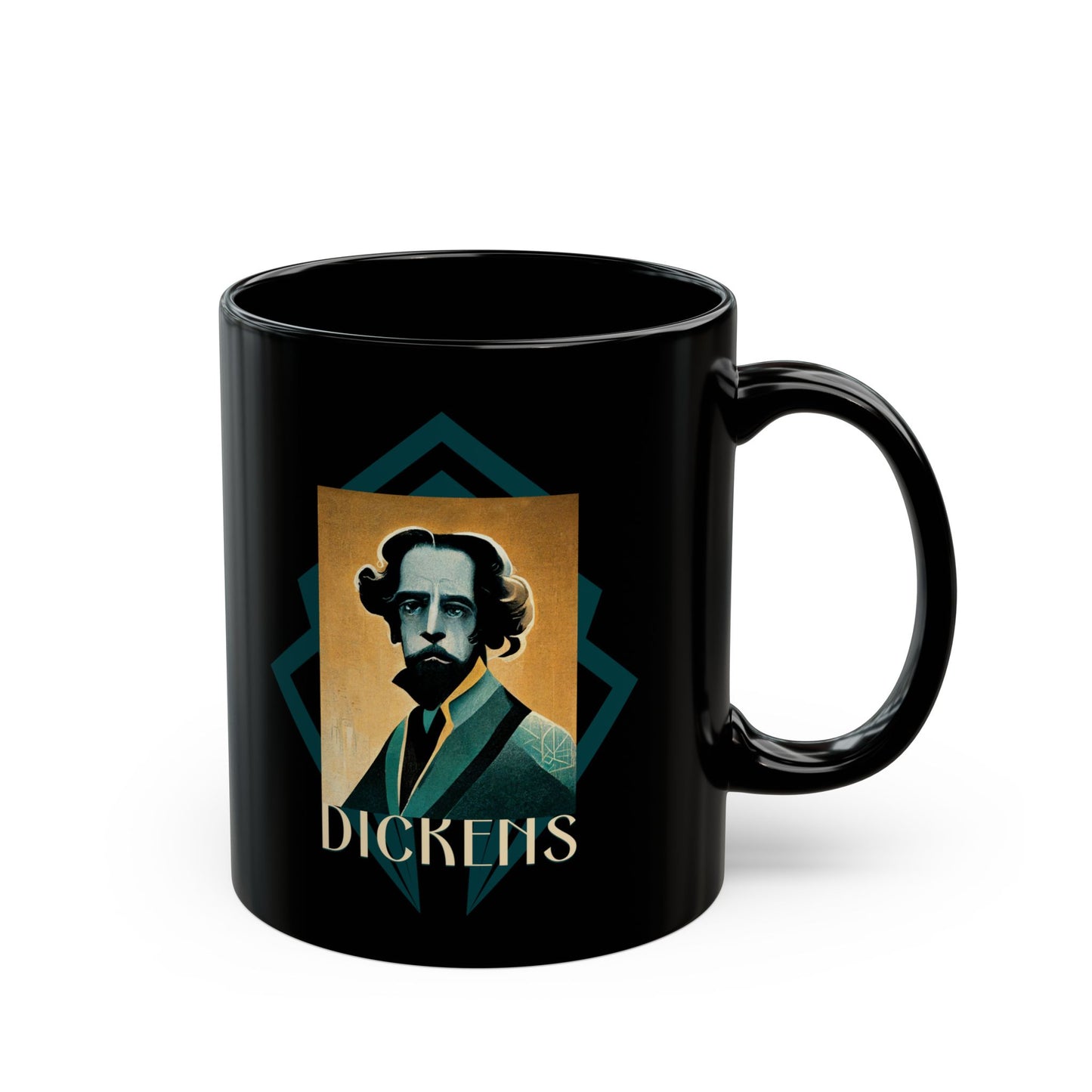 Charles Dickens art deco 11oz Black Mug coffee cup
