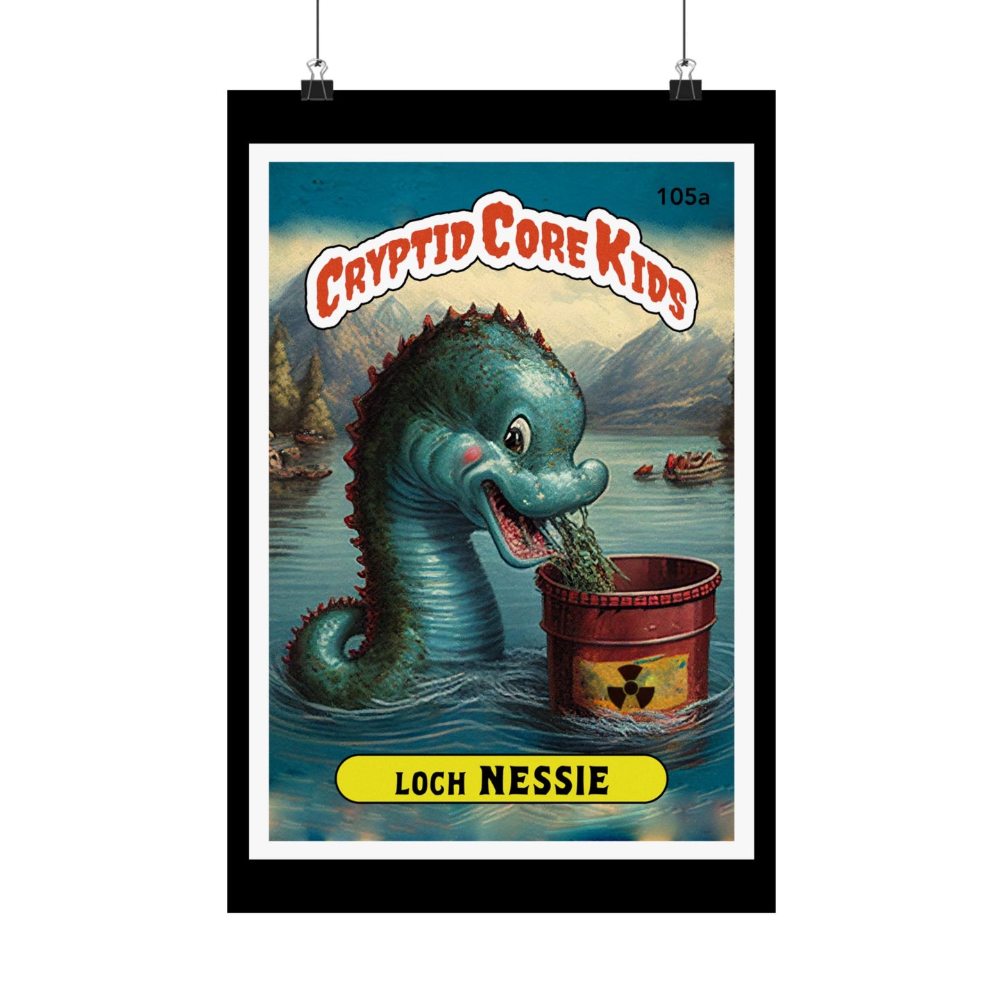 Loch Nessie Trading Card Art Print | Loch Ness Monster | Cryptid Core Kids | Cryptidcore Cryptozoology | GPK Parody  Poster  Decor  Wall Art