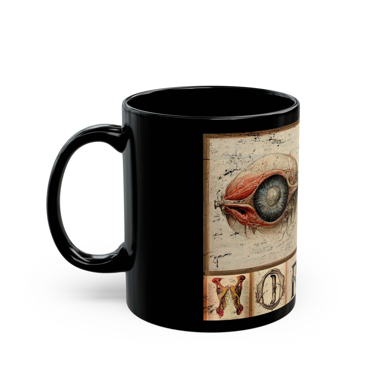 Eye Heart Horror Coffee Mug - I love horror coffee cup -  anatomy coffee mug