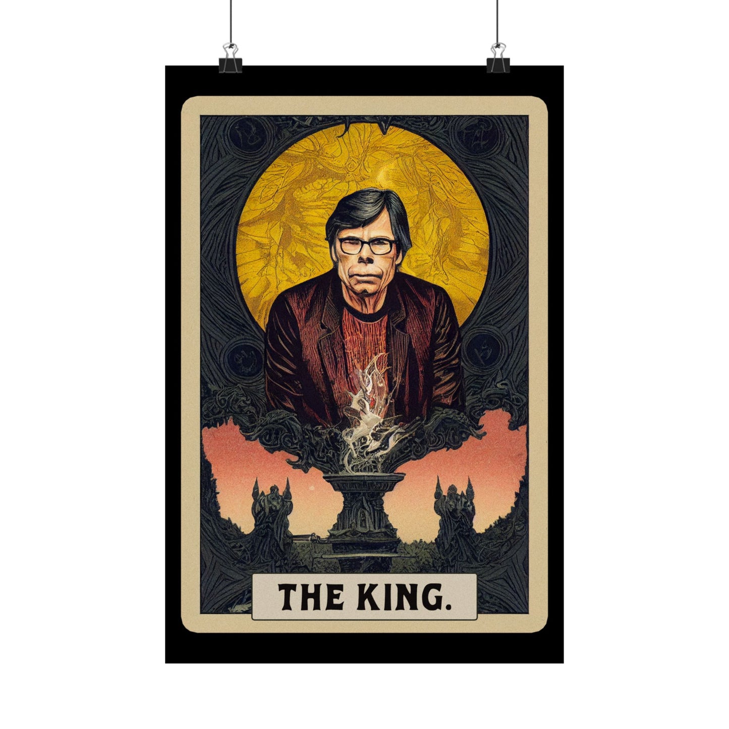 Stephen King Tarot Card Art Print | The King Tarot Poster | Horror Wall Art | Author Writer Reader Gift Decor