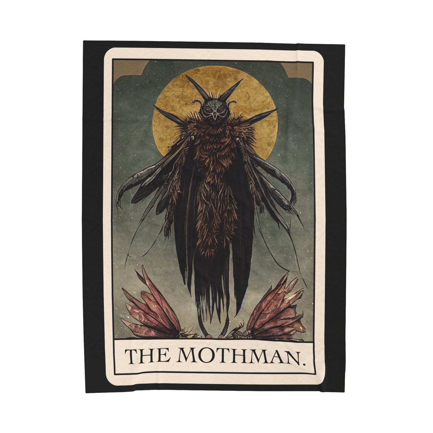 Mothman Tarot Card Velveteen Plush Blanket | Cryptid Throw Blanket | Cult Monster Decor | Horror Gift | Cryptozoology | Cryptidcore