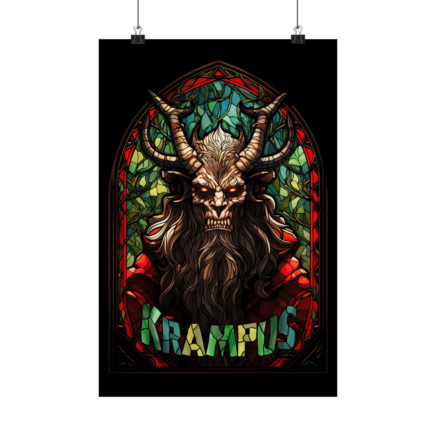 Krampus Stained Glass Poster | Krampus Art | Scary Christmas Decor | Krampus gift | Gruss Vom Krampus
