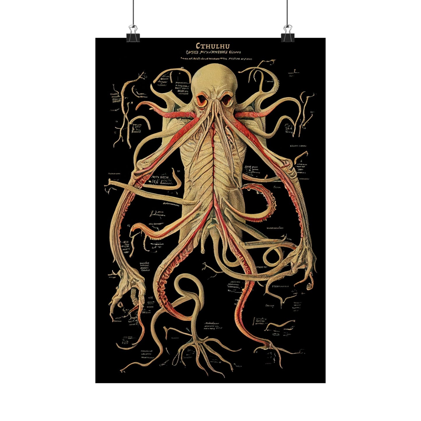 Cthulhu Arcane Anatomy Art Print | HP Lovecraft Poster | Gift | Artwork | Decor | Wall Art | Cult Monster  | Horror