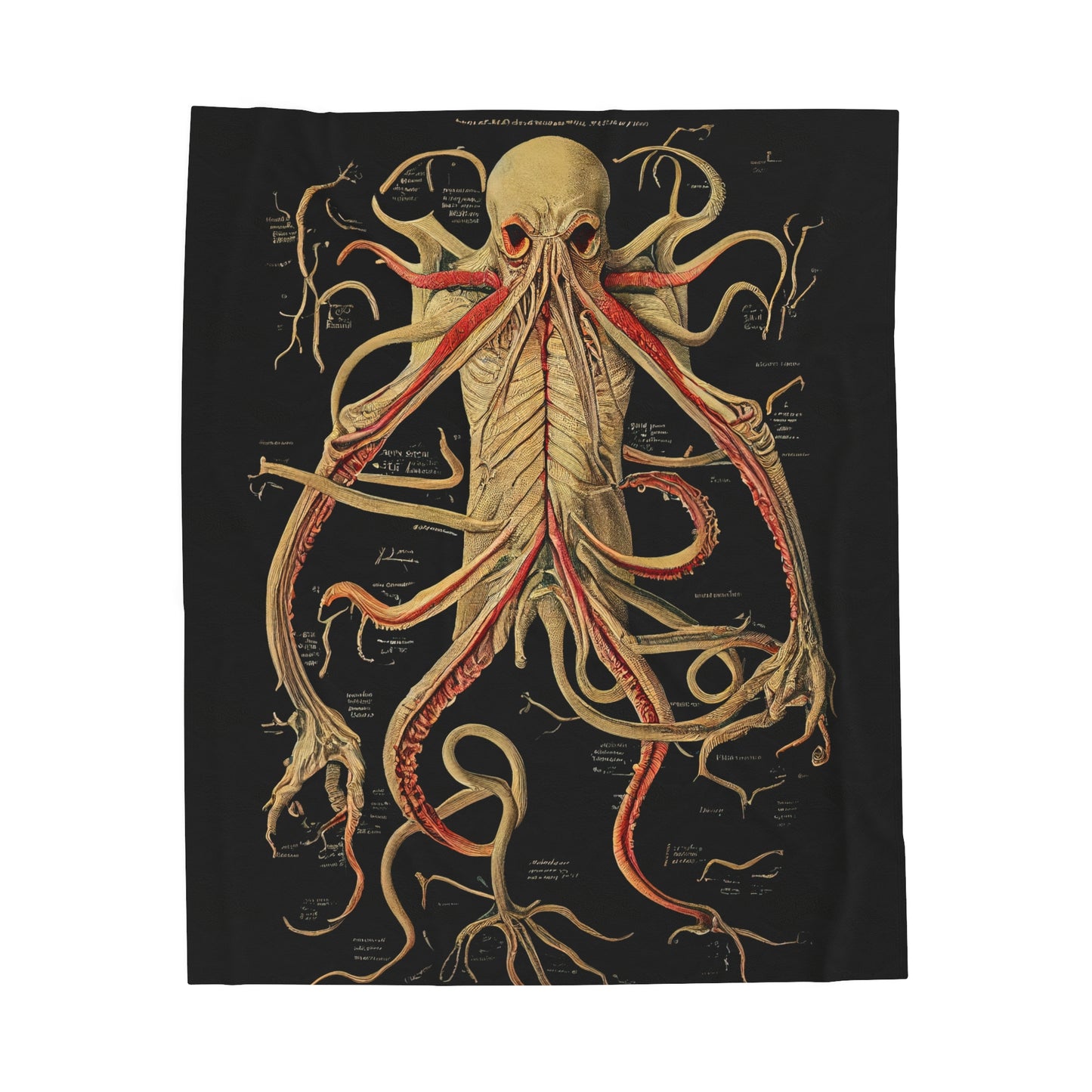Cthulhu Arcane Anatomy Plush Blanket | HP Lovecraft Throw Blanket | Horror Art Monster Gift Decor