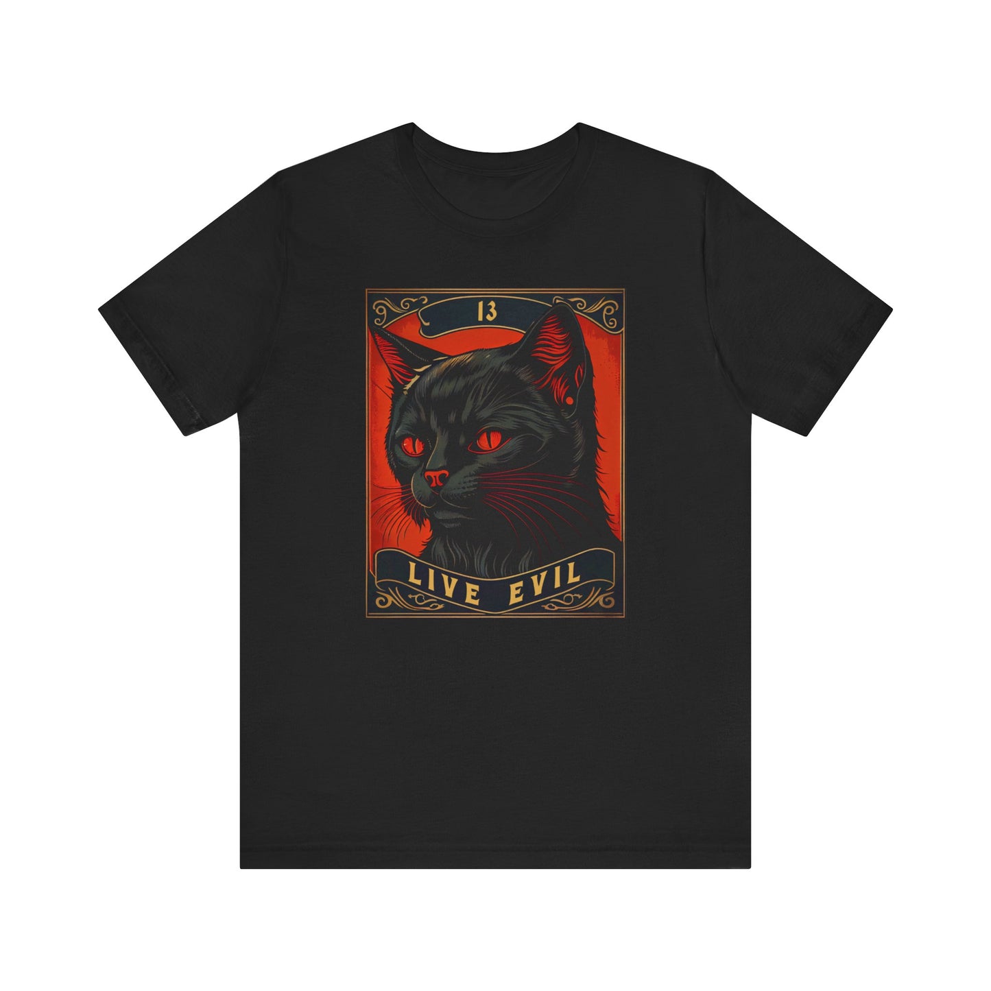 Black Cat Live Evil Tshirt | witchcraft shirt | occult shirt |Rockabilly clothing | Funny cat shirt | 13 tee