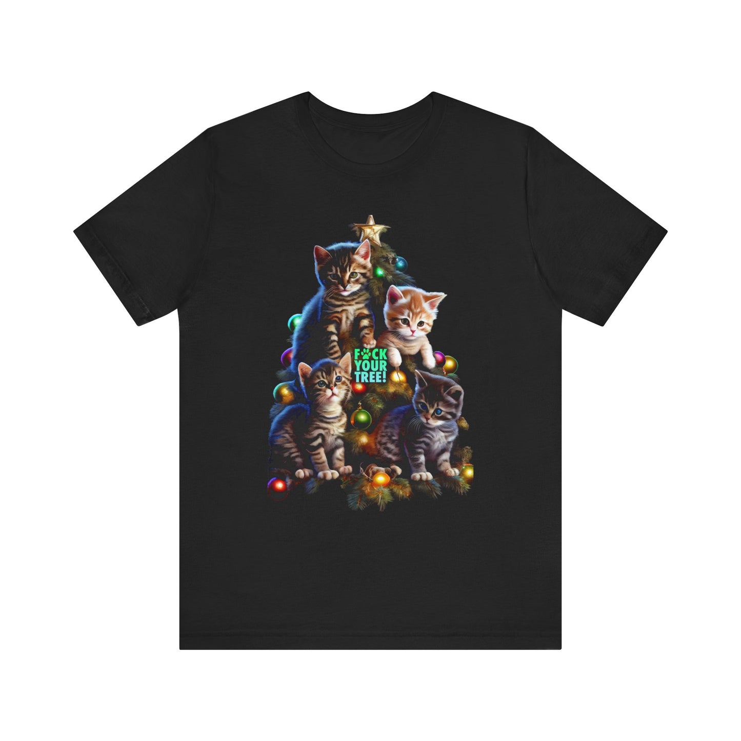 Cat Christmas Tree T-Shirt | Funny Holiday Cat Teeshirt | Cat Tee Shirt Clothing