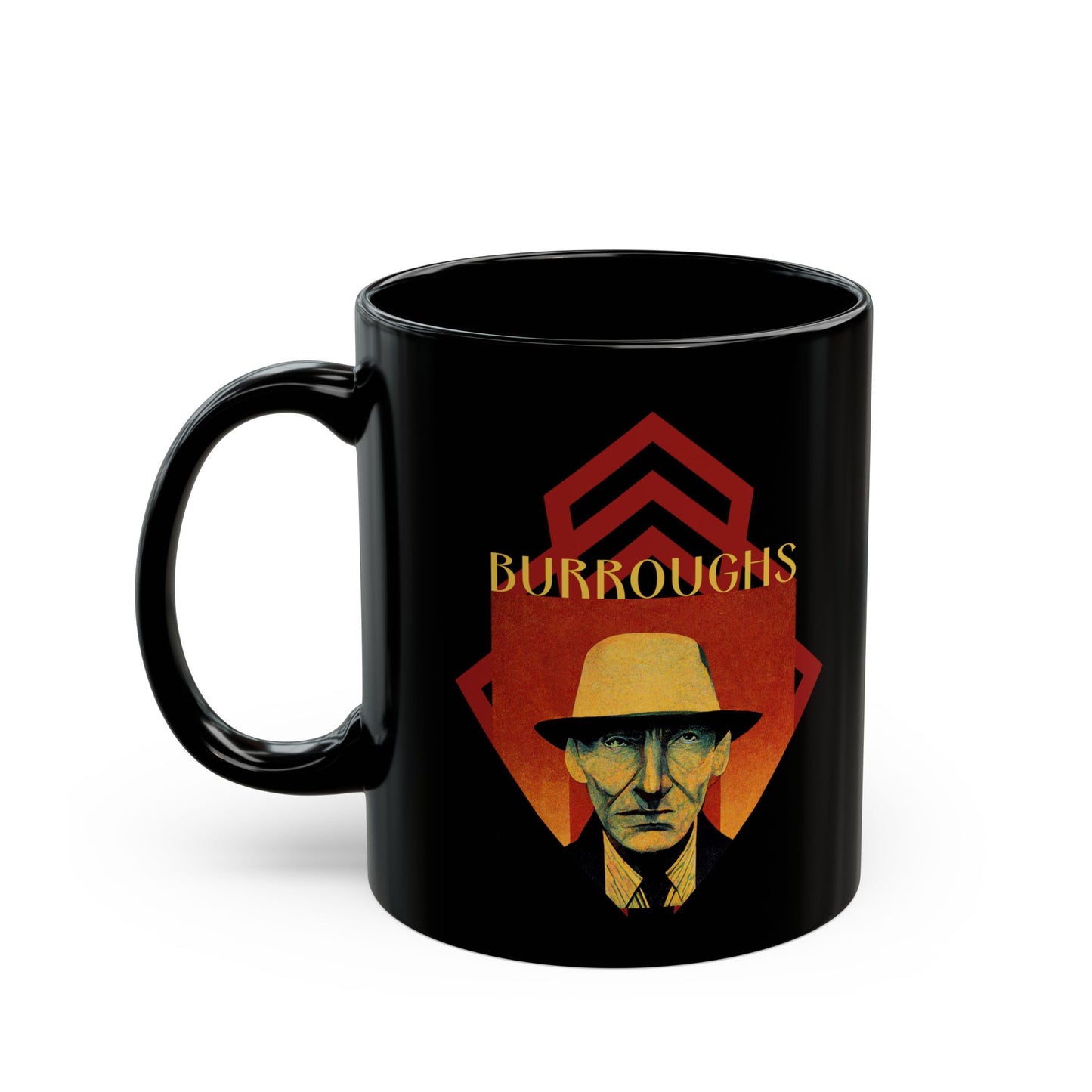William S Burroughs art deco 11oz Black Mug coffee cup