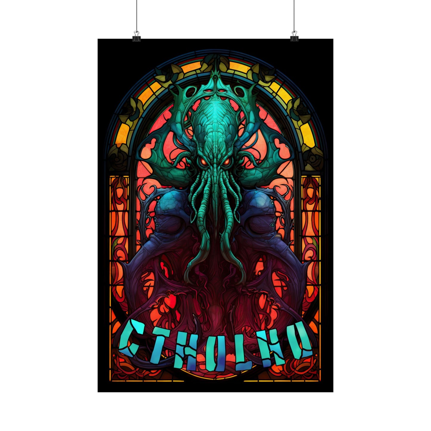 Cthulhu Stained Art Print | HP Lovecraft Artwork | Cult Monster Decor | Horror Gift