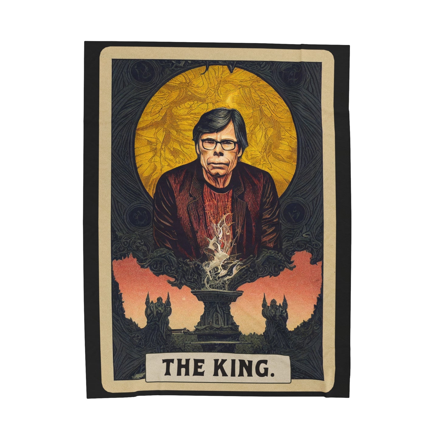 Stephen King Tarot Card Plush Blanket | The King Tarot Throw Blanket | Horror Art | Author Writer Reader Gift Decor