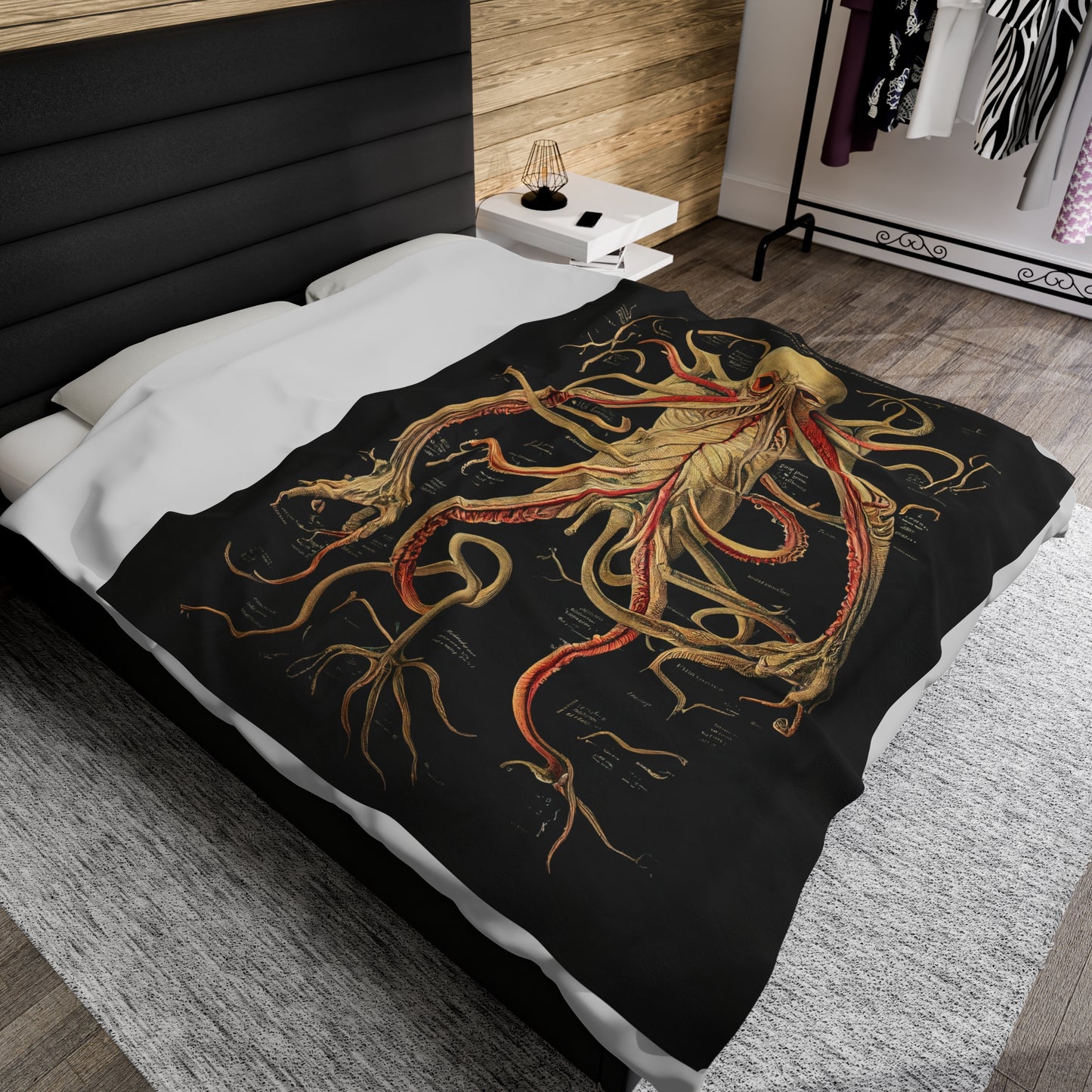 Cthulhu Arcane Anatomy Plush Blanket | HP Lovecraft Throw Blanket | Horror Art Monster Gift Decor