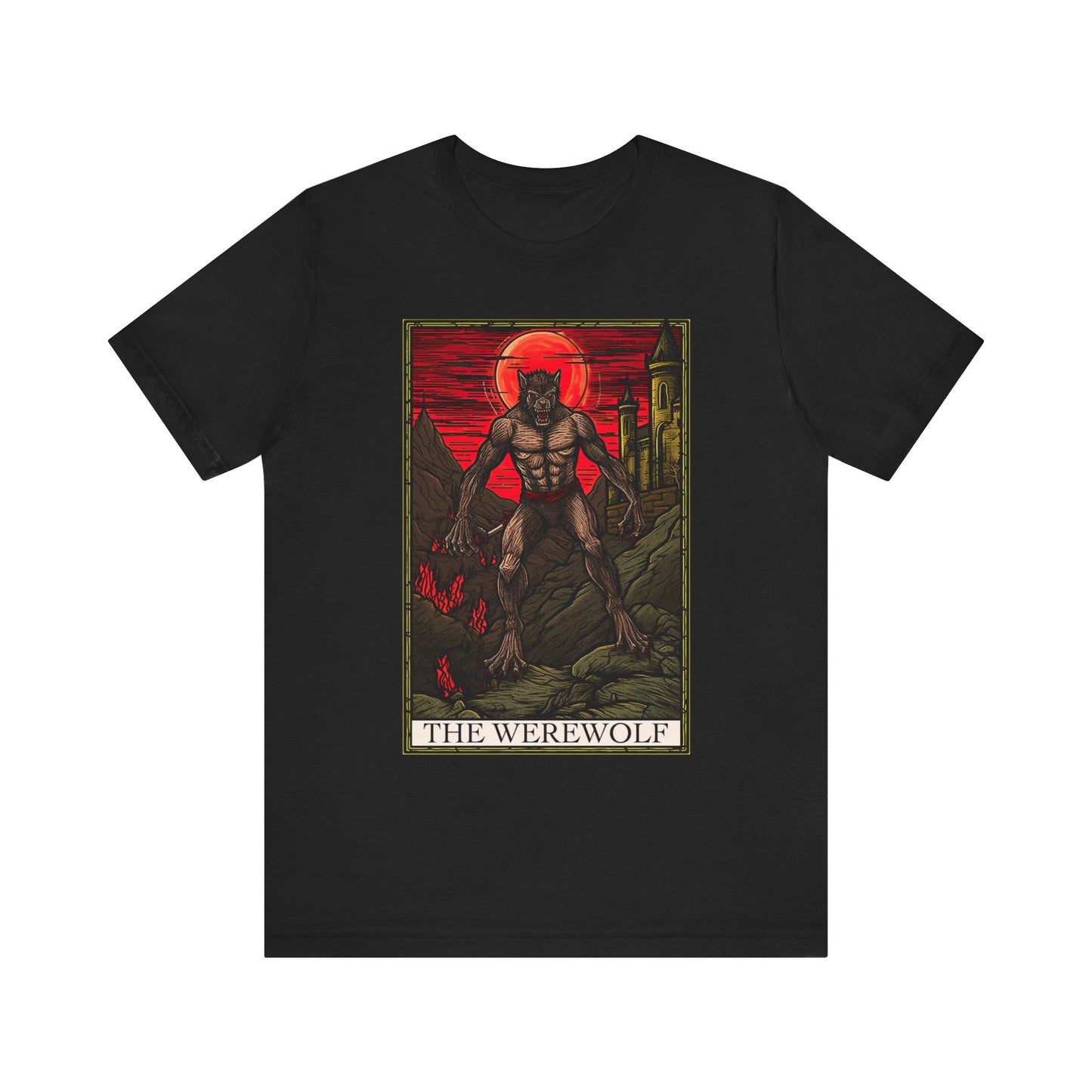 The Werewolf Tarot Card T-Shirt | Wolfman Teeshirt | Classic Monster Tee | Horror Gift | Lycanthrope Shirt