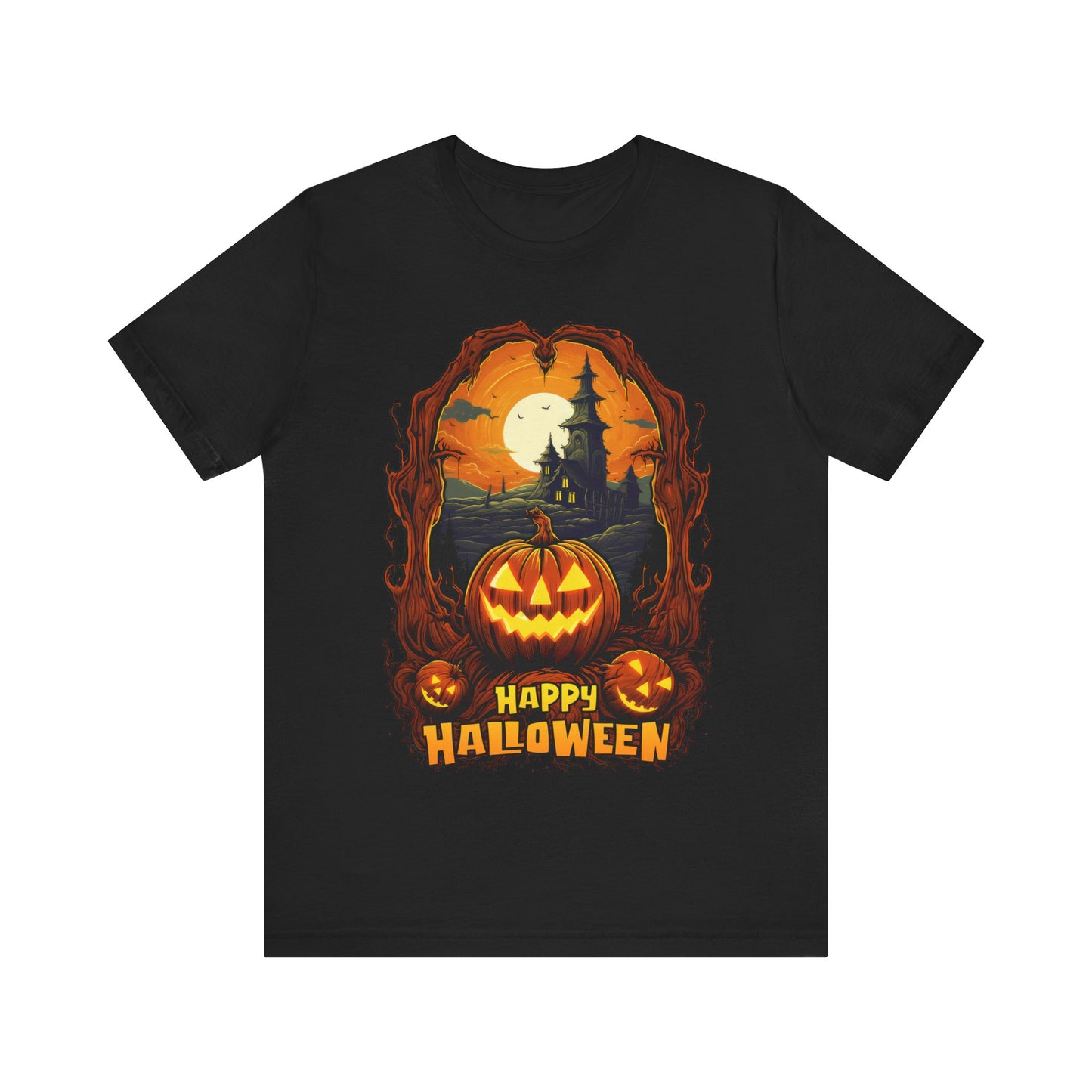 Happy Halloween Pumpkin Shirt | Jack-o-lantern teeshirt | Spooky t-shirt | Horror Clothing | Fall style | Haunted House Fashion