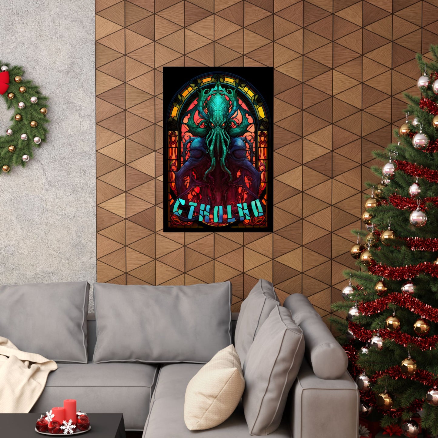 Cthulhu Stained Art Print | HP Lovecraft Artwork | Cult Monster Decor | Horror Gift