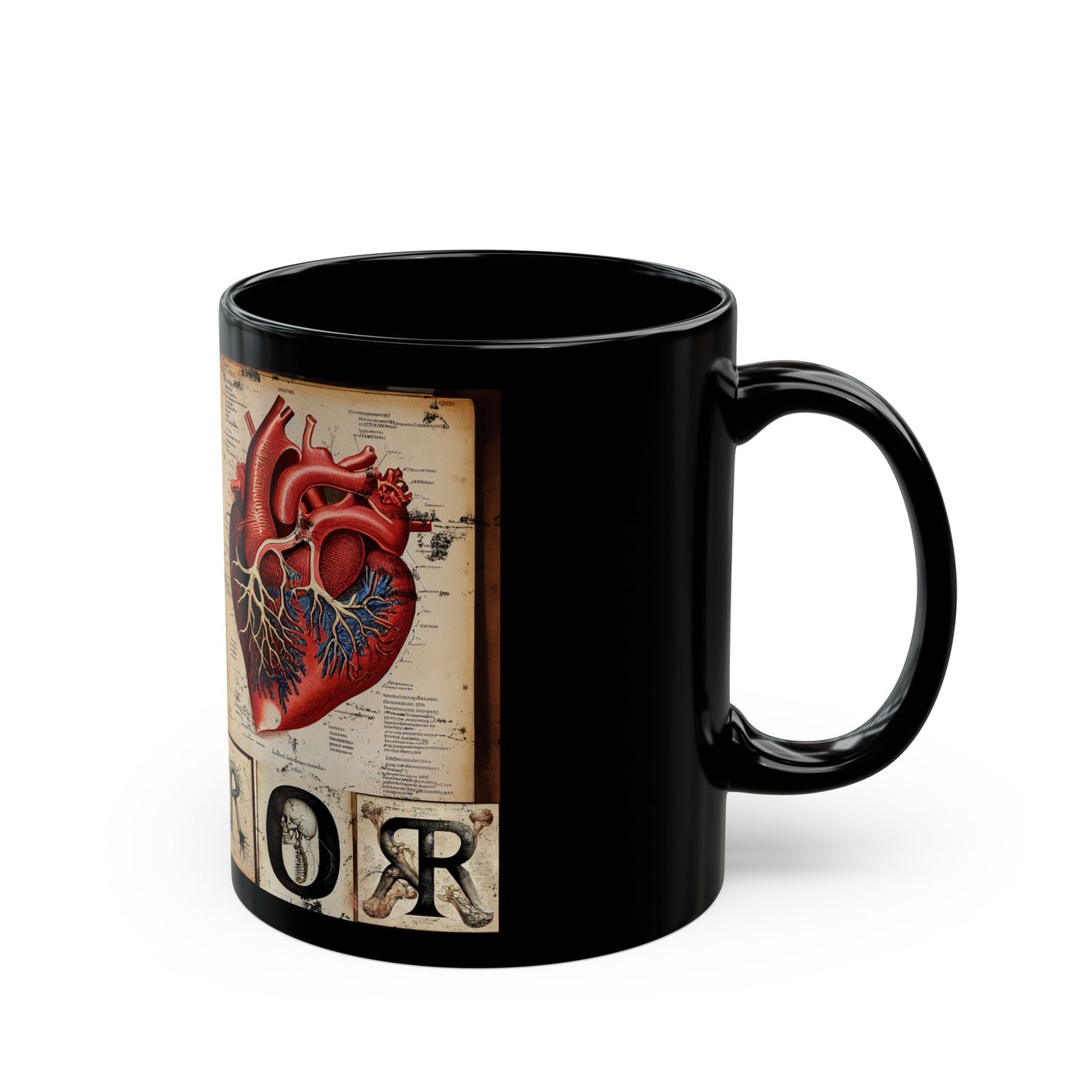 Eye Heart Horror Coffee Mug - I love horror coffee cup -  anatomy coffee mug