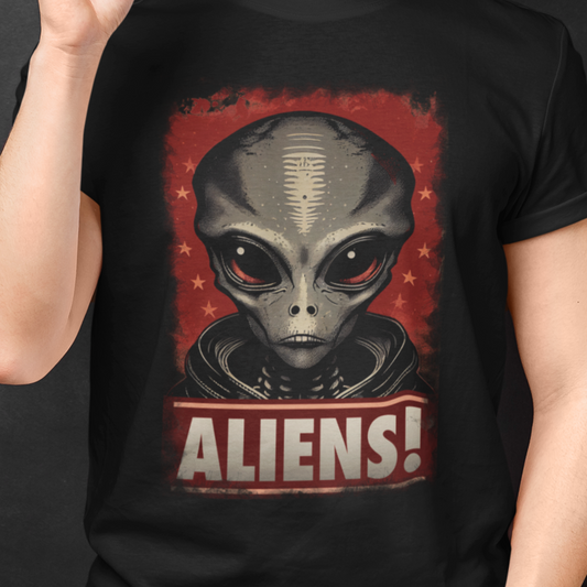 Aliens! T-Shirt | Grey Alien Teeshirt | ET UFO UAP Tee Shirt | Cryptidcore Gift Cryptozoology Clothing