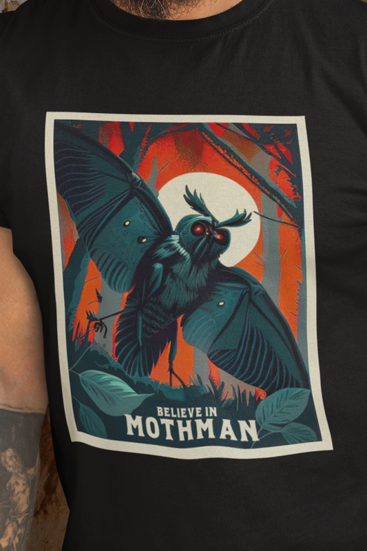 Believe in Mothman T-Shirt | Monster Legend Teeshirt | Cryptid Tee Shirt | Cryptidcore Gift Cryptozoology Clothing