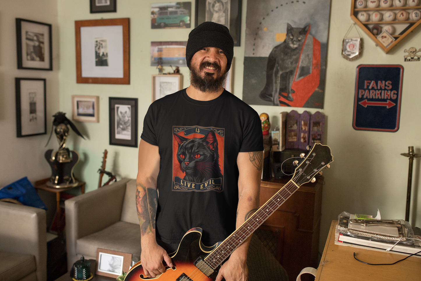 Black Cat Live Evil Tshirt | witchcraft shirt | occult shirt |Rockabilly clothing | Funny cat shirt | 13 tee