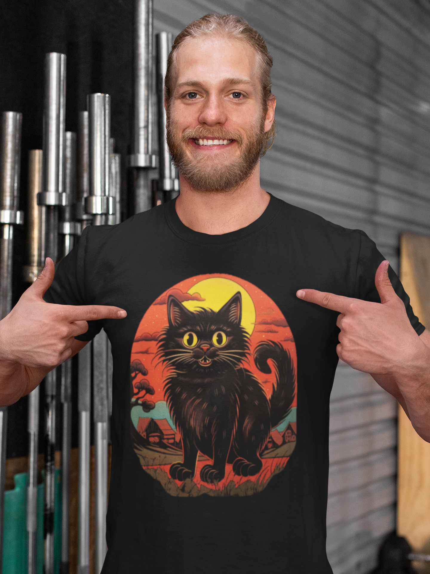 Black Cat Retro Style Halloween Shirt | Devil's Night teeshirt | Spooky t-shirt | Horror Clothing | Fall style | Haunted Fashion 1980s